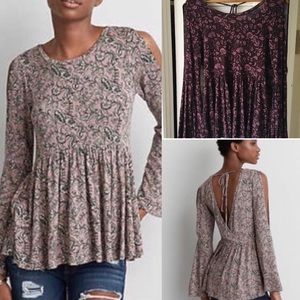 American Eagle Soft N Sexy Babydoll Floral Top SM